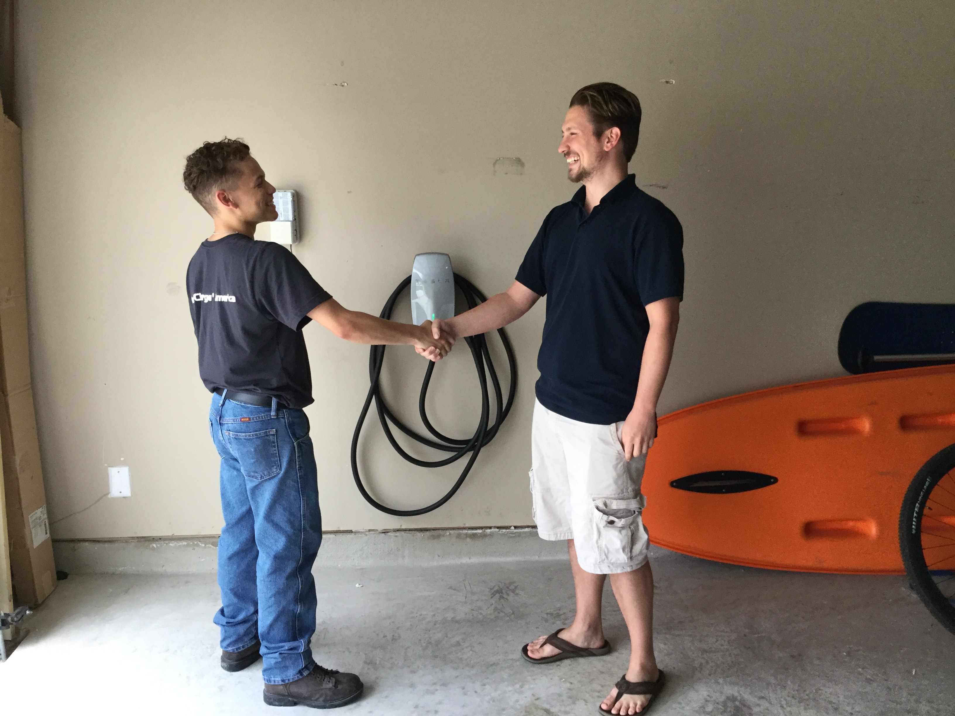 Home wall charger in a garage